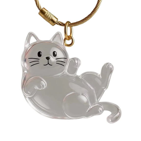 Travel Use Pet Hair Collector Clear Cartoon Cats Pendant Design Pet Keepsakes Furs Storage Container for Memorial
