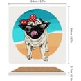 thumbnail image 3 of GZHJMY Square Drink Coasters, 1 Pcs Pug Dog on Beach Absorbent Ceramic Coffee Coasters for Drinks with Cork Base Housewarming Gift for Home Decor, 3 of 6