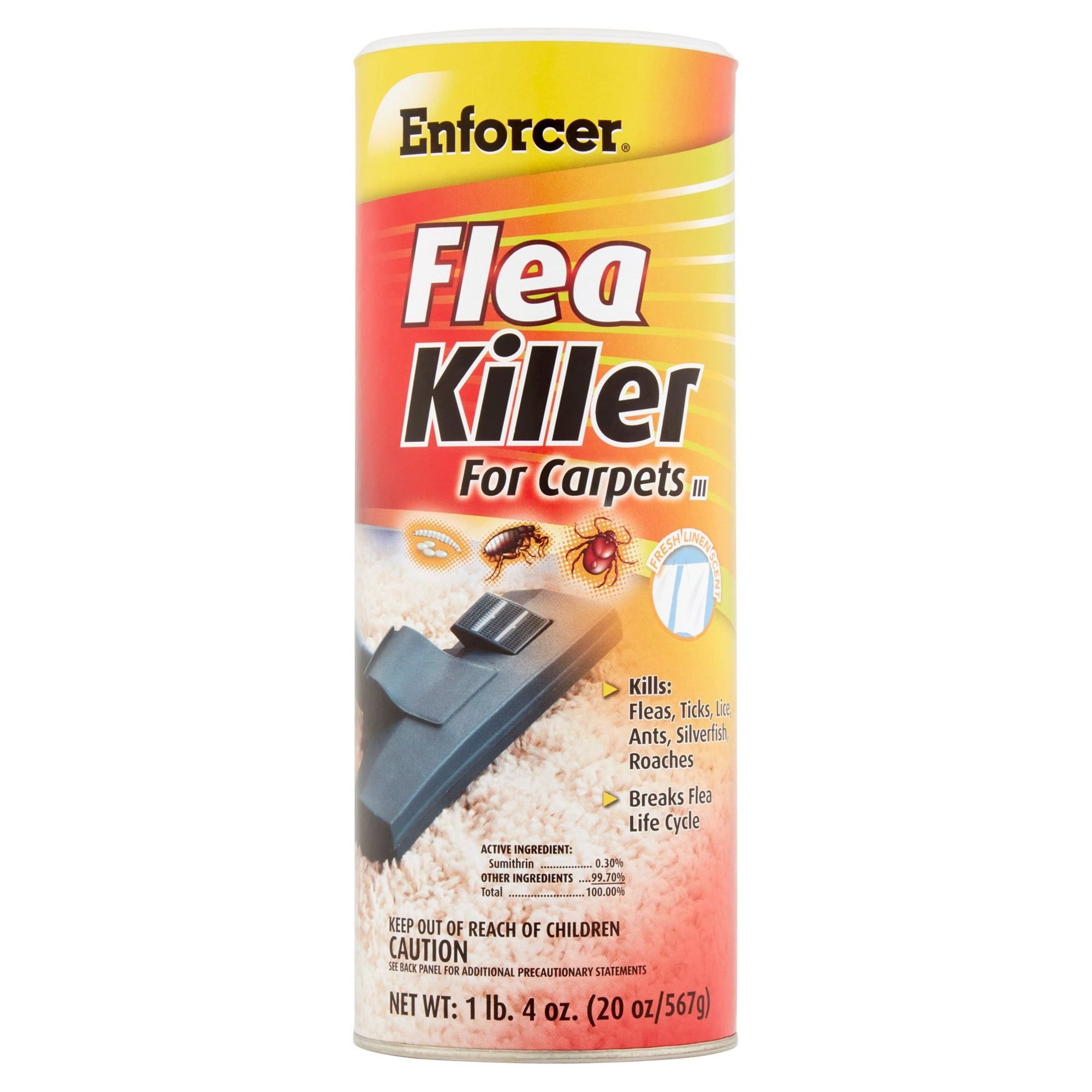 Enforcer Flea and Tick Carpet Powder, Fresh Linen Scent, 20 oz