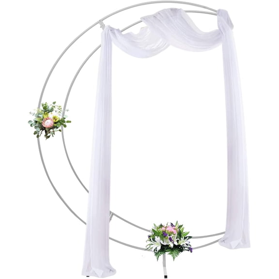 7FT Metal Crescent Moon Wedding Arch Stand, Curved Flower Balloon Frame, Balloon Arch Stand Metal Arch Backdrop Stand for Ceremony Party Anniversary (White)