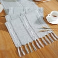 thumbnail image 5 of Namzi Rustic Table Runner with Tassels, Cotton Linen Table Decoration for Holiday Party, Farmhouse Table Runners, Wedding and Dining Decorations, 90 Inches, Light Grey, 5 of 5