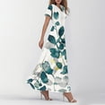thumbnail image 4 of vigerkar Long Maxi Dresses for Women Boho Floral Dress Short Sleeve V Neck Dresses 2025 Dark Green, L, 4 of 7