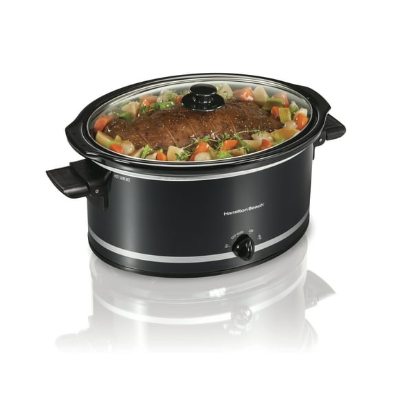 Hamilton Beach 8 Qt Slow Cooker, Stoneware Crock with Removable Pot, Black