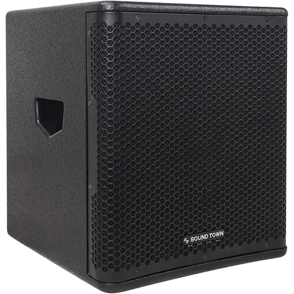 Sound Town OBERON Series 12" 800W Powered PA/DJ Subwoofer with Class-D Amplifier, LPF, Birch Plywood, Black (OBERON-12SPW)