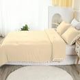 thumbnail image 4 of DNG Luxury 3 Piece Pom Pom Plain Pattern Comforter Set, 800 Thread Count, 100% Egyptian Cotton, White Vintage Pom-Pom Fringe Super Soft (Oversized Super King Size Ivory Color), 4 of 9