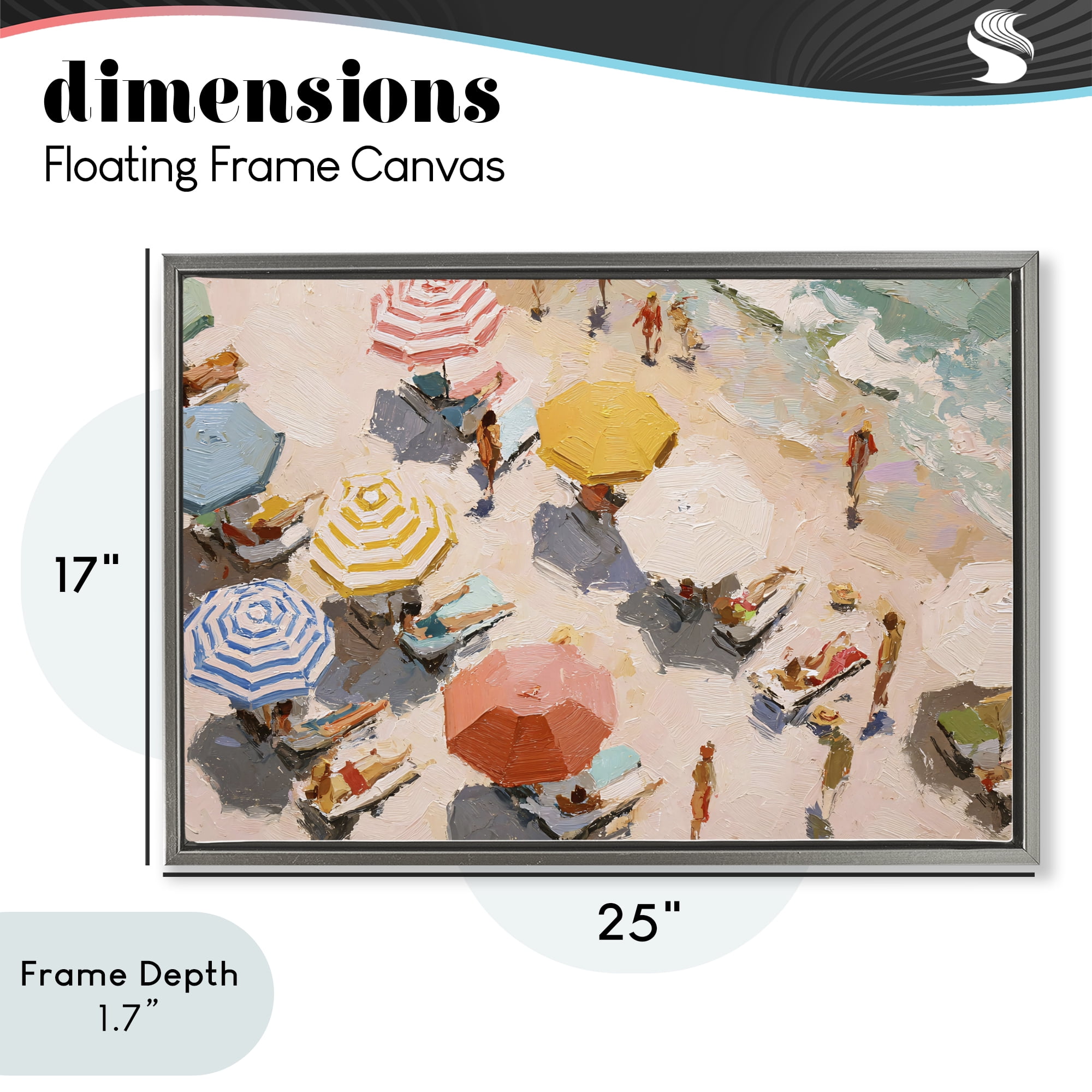 Stupell Industries Summer Beach Fun Expression Gray Framed Floater Canvas Wall Art, design by Jacky Ngan