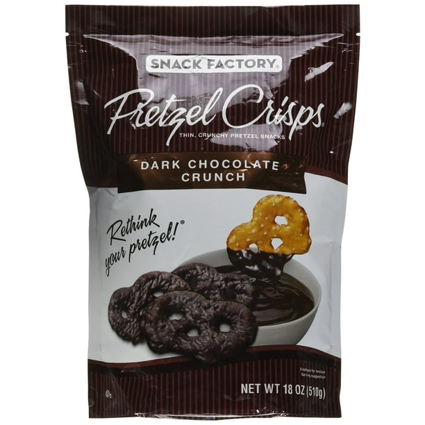 Snack Factory Pretzel Crisps Dark Chocolate Covered Pretzels, Large Bag
