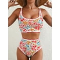thumbnail image 5 of SHEWIN Women's Bikini Sets Floral Print Whip Stitch 2 Piece Swimsuits High Waisted Scoop Bathing Suits, 5 of 7