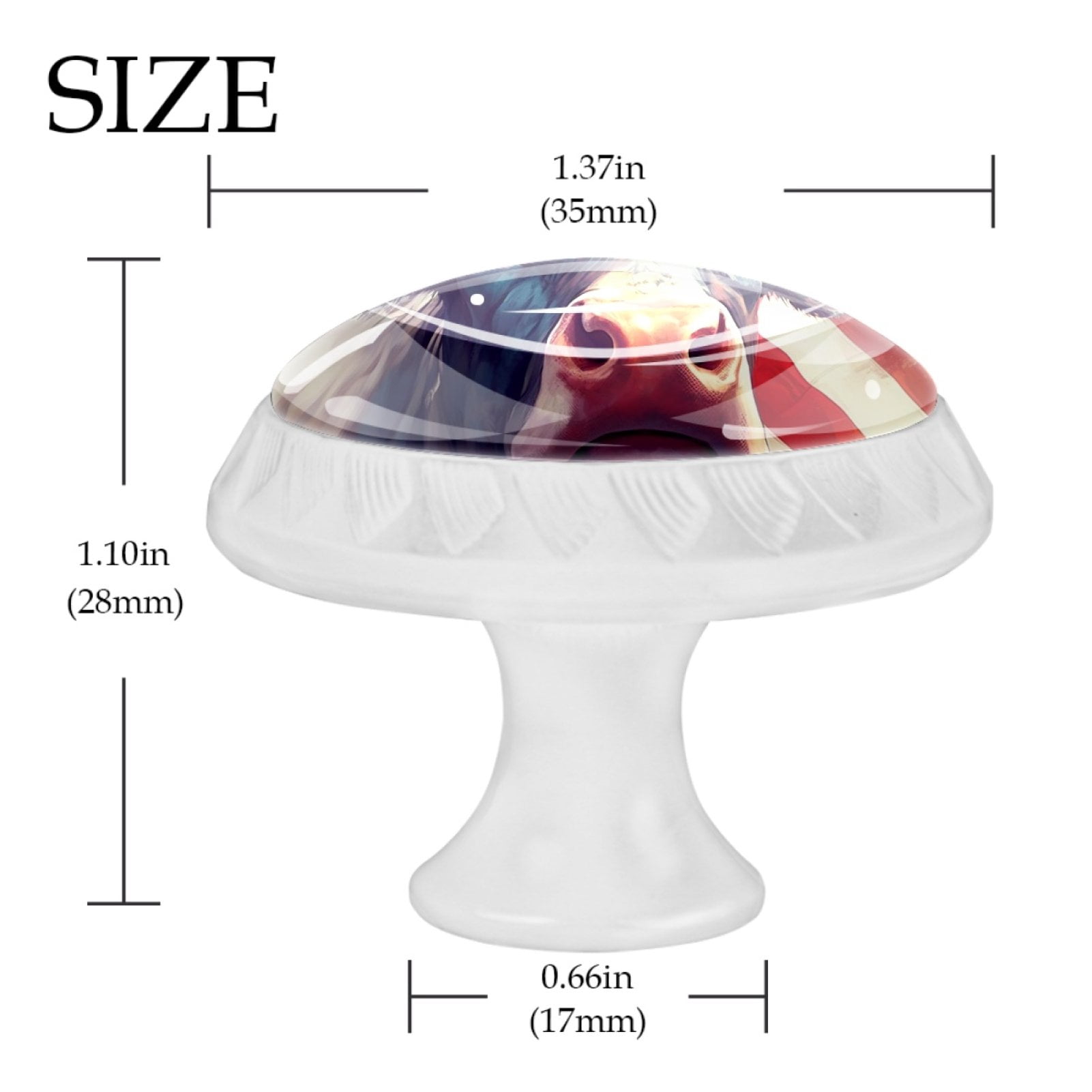 4 Pcs Cow American Flag Knobs for Kitchen Cabinet Cupboard Dresser Bookcase Drawer Pulls Handles Round Home Decor