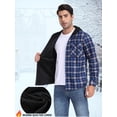 thumbnail image 6 of GIRUNS Men's Plaid Shirts Jacket Fleece Flannel Lined Long Sleeve Shirts Sherpa Button Down Coat With Hood Blue White L, 6 of 9