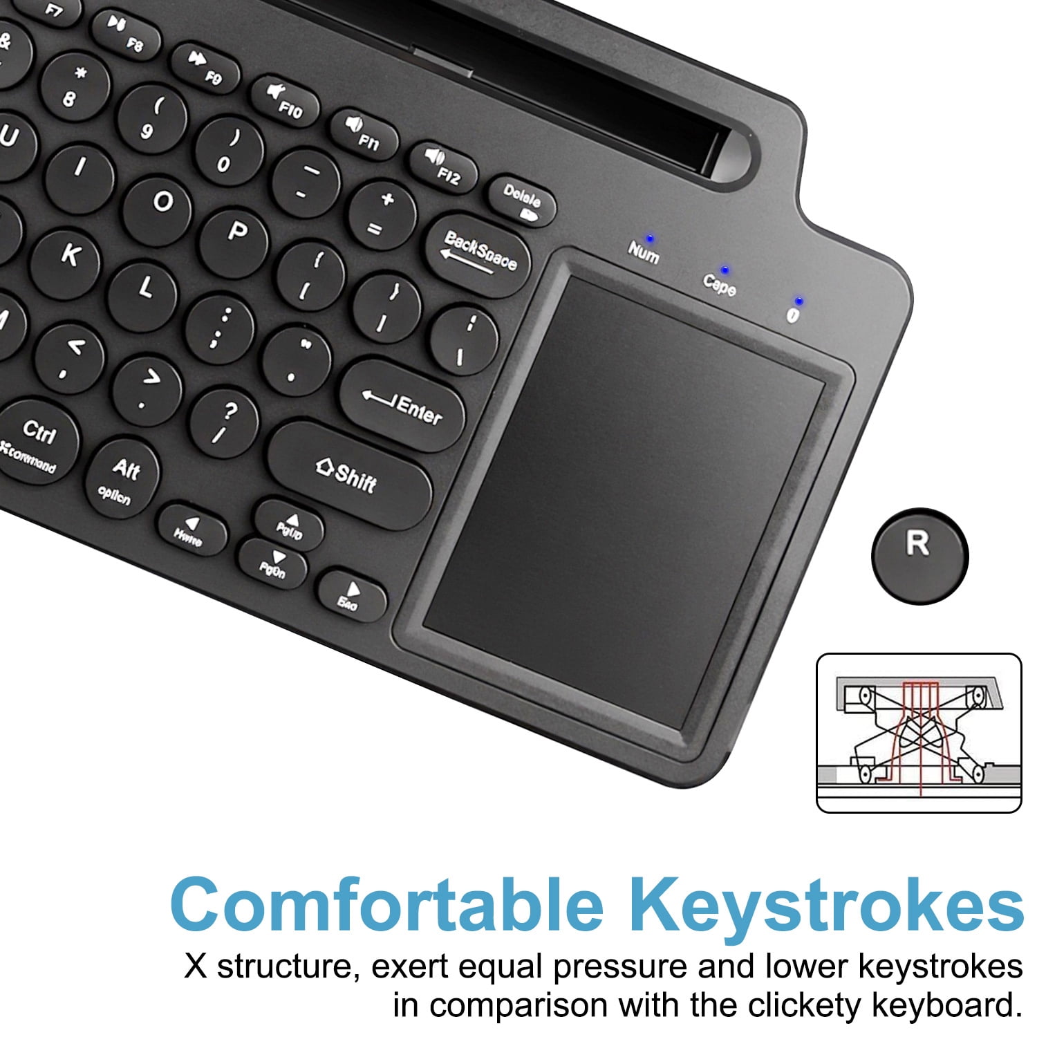 2.4G Wireless Keyboard with Touchpad, Multi-Device Bluetooth Keyboard with Built-in Cradle, Portable Computer Keyboard Quiet Computer Keyboard with Multimedia Keys for PC Computer Tablet Laptop