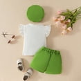 thumbnail image 4 of Hienoo Infant Girls Shorts Clothing Set Ruffle Bowknot Ribbed T Shirt Shorts Hat Outfits, 4 of 6