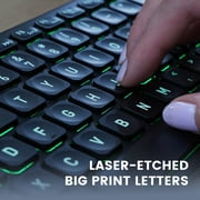 Perixx PERIBOARD-333RGB Wired Backlit USB Keyboard- X Type Scissor Keys - Compact 14.25x4.57x0.83 Inches - Big Print Letters - RGB Backlit - US English