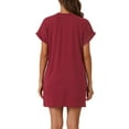 thumbnail image 3 of INSPIRE CHIC Women's Nightgown Sleep Dress Short Sleeve Crew Neck Soft Night Dress with Pockets M Red, 3 of 6