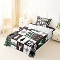 thumbnail image 5 of Manfei Wildlife Grid Patch Twin Sheets,Pine Wood Plaid Bedding,Green Brown,3-Piece,1 Fitted Sheet and 1 Pillowcase, 5 of 6