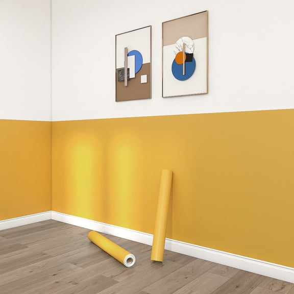 Namzi Stick Wallpaper 2 Yards Self-Adhesive for Cabinets, Drawer Liner, Kitchen Bedroom Wall Stickers, Easy Peel Stick Renovation,Dark Yellow