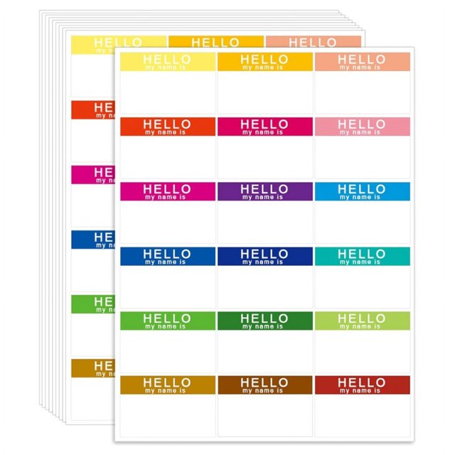 HLONK 180PCS 18 Color Hello Name Stickers Colorful Name Badge for Daycare