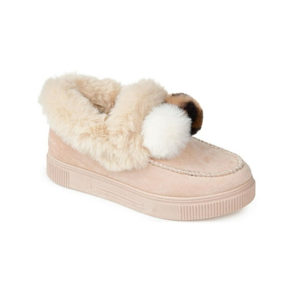 Journee Collection Womens Sunset Faux Fur Lined Faux Suede Moccasin Slippers