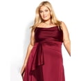 thumbnail image 5 of AURA Plus Size Satin Red Strap Dress Women V Neck Party Midi Dress 1XL 2XL 3XL, 5 of 7