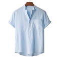 thumbnail image 4 of YYDGH Men's Hawaiian Color Block Shirt Short Sleeve Button Down Shirts Casual Casual Summer Beach Shirt Blue M, 4 of 9