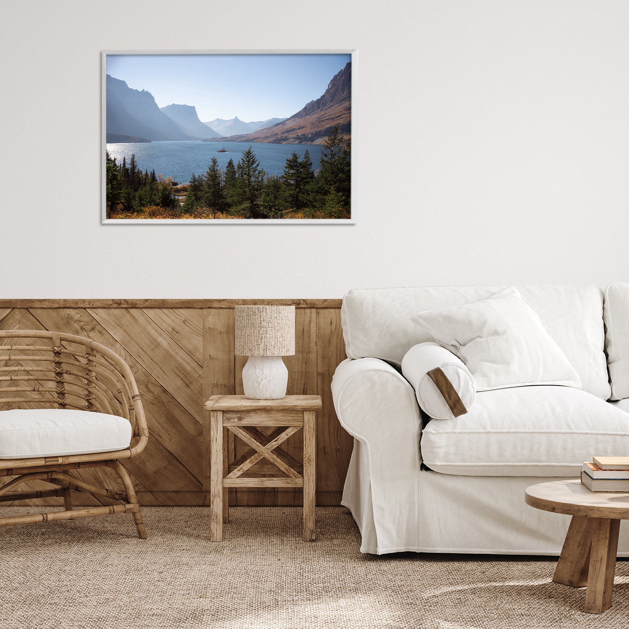 Stupell Industries Cliffs Overlooking Lake White Framed Giclee Art, design by Carol Robinson