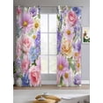 thumbnail image 2 of Purple Pink Floral Sheer Curtains 84 Inch Length 2 Panels Set for Living Room/Bedroom, Spring Watercolor Country Flower Kitchen Curtains Grommet Semi-Sheer Curtains Drapes Window Treatments 52"x84"x2, 2 of 7