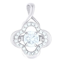 925 Sterling Silver Womens Aqua Cubic Zirconia Fashion Flower Charm Pendant for Women