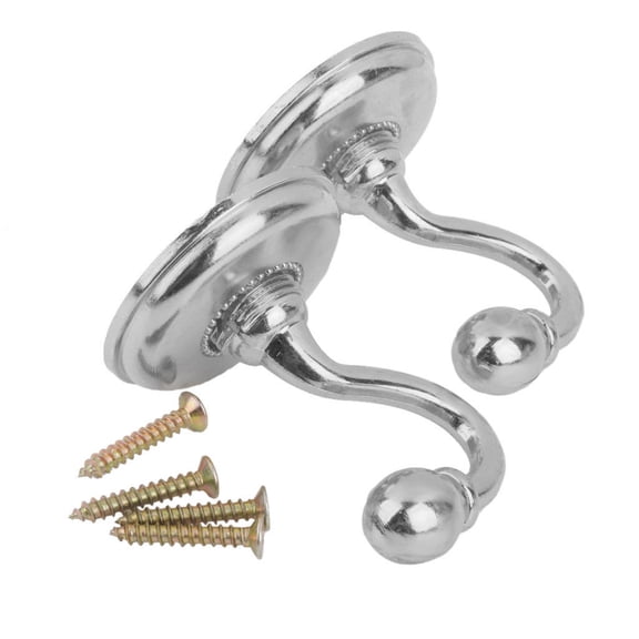 2 Pcs Vintage Coat Hooks, Wall Hooks with Screws for Hanging Purse Hat Keys Clothes Curtain Unique Heavy Duty Bathroom Decor (Silver) 1.89x2.36"