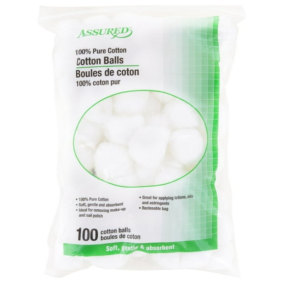 Assured 100% Pure Cotton Balls 100-Count  |1 Pc per Pack