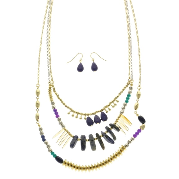 Mi Amore Necklace-Earring-Set Multicolor/Gold-Tone