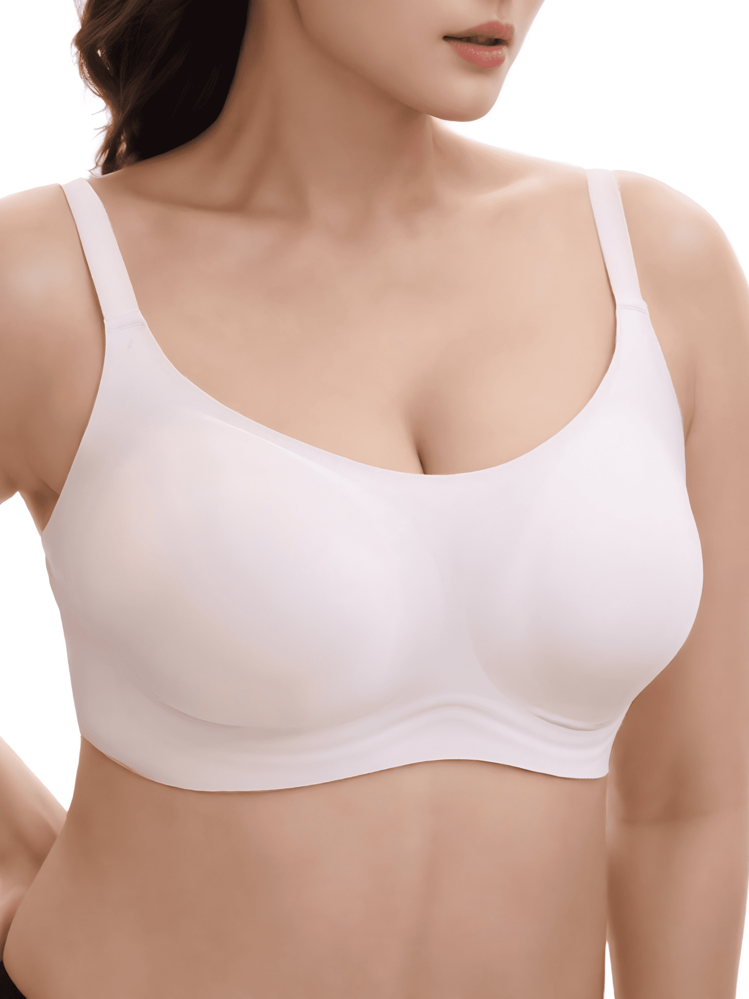 YOURISS Seamless Plus Size Bra Wireless Full Coverage Support Bra Beige 2XL Comfort Everyday T-Shirt Bra Gift for Mother’s Day Christmas