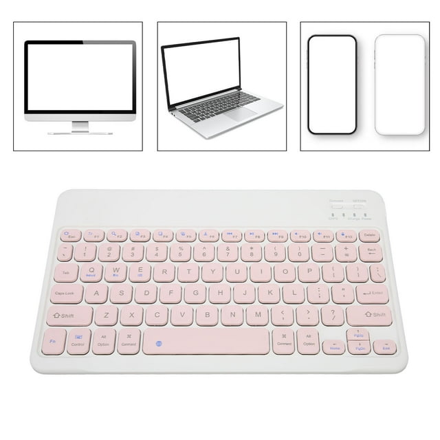 10in BT Portable Keyboard, Ultra Slim Light Weight cordless Keyboard, Waterproof Dustproof Keyboard with More Buttons Stablly Connect with Tablet Laptop