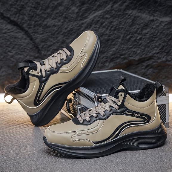 Men'S Winter Low-Top Thermal Insulated Hiking Shoes - Thick Cushioned Sole, Lace-Up Closure, / - All-Season Outdoor, Gym