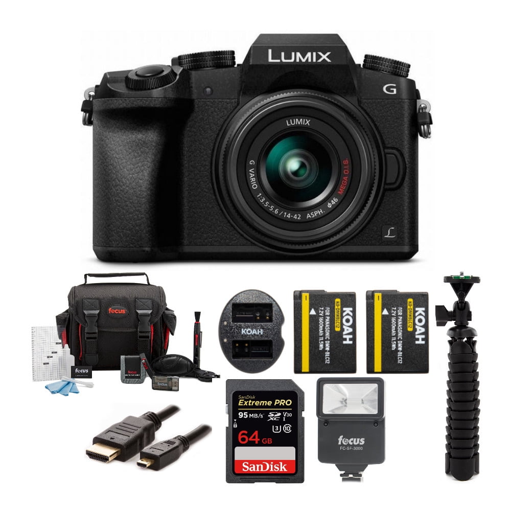 Panasonic LUMIX G7 Mirrorless Camera with 64 SD Memory Card and
