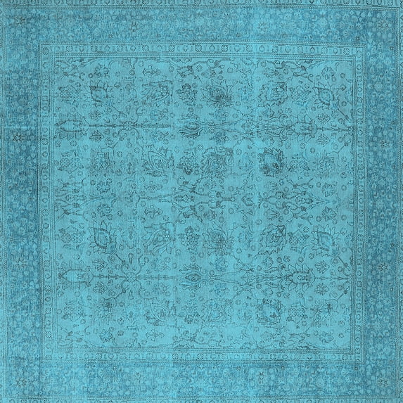 Ahgly Company Indoor Square Oriental Light Blue Industrial Area Rugs, 3' Square