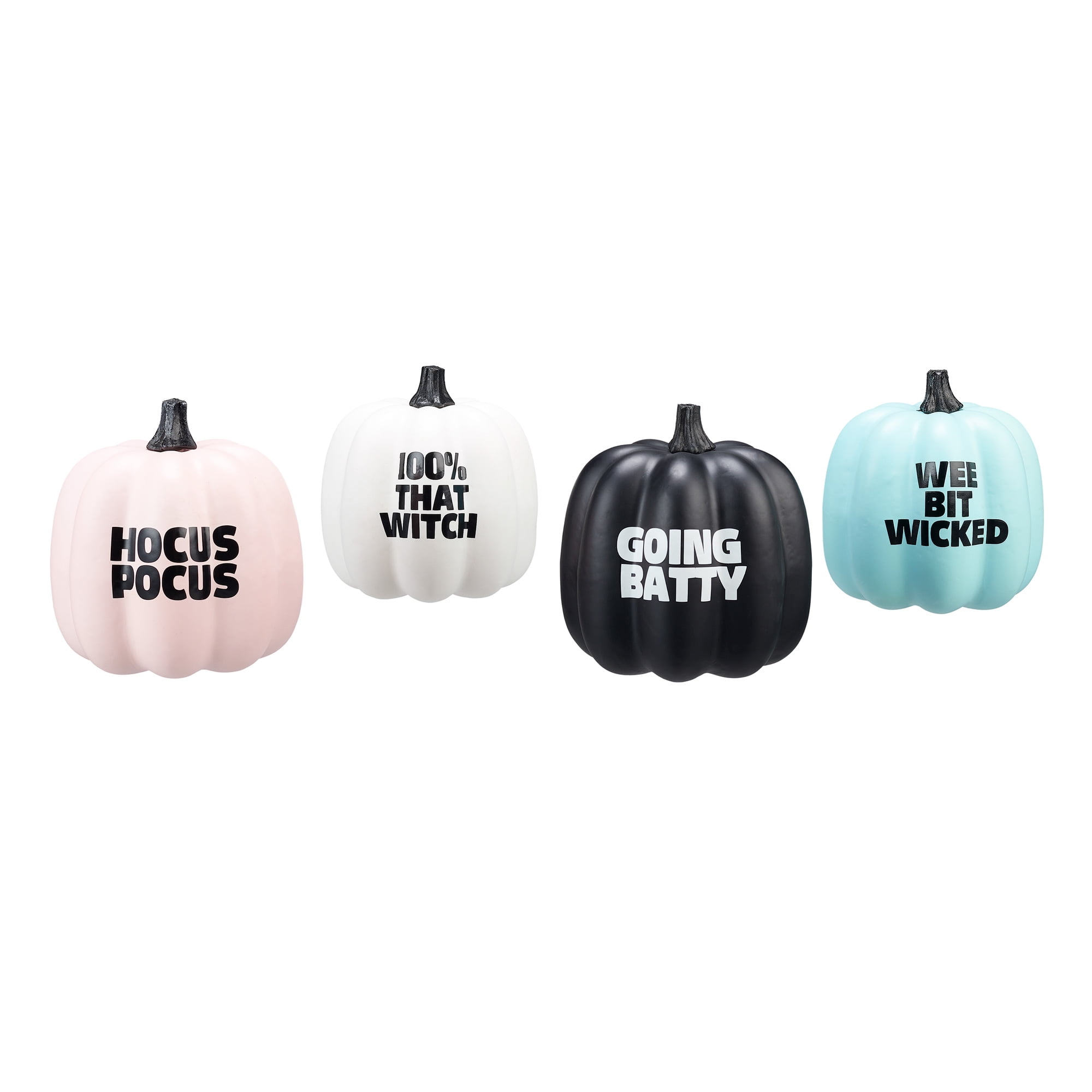 Way to Celebrate Colorful Pumpkin Top Halloween Decoration, Set of 4