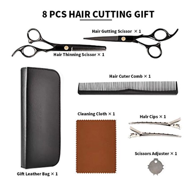 Juego De Tijeras De Corte, Kit De Tijeras Para El Cabello Con Cuchillas Incisivas, Agarre Cómodo De Acero Inoxidable De 6,7 Pulgadas Para Salón