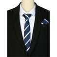 thumbnail image 5 of INSPIRE CHIC Men's Stripes Tie Set Self-Tied Necktie Pre-Tied Bow Ties Pocket Square Sets for Formal Blue Gray Stripe, 5 of 6