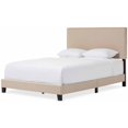 thumbnail image 1 of Baxton Studio Ramon Modern and Contemporary Beige Linen Upholstered Queen Size Bed with Nail Heads, 1 of 6