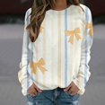 thumbnail image 2 of YUGYXL Women's Oversized Bow Sweatshirt Y2k Long Sleeve Crewneck Bows Graphic Fleece Pullover Tops Funny Holiday Streetwear Yellow L, 2 of 5