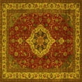 thumbnail image 1 of Ahgly Company Machine Washable Indoor Square Medallion Yellow Traditional Area Rugs, 7' Square, 1 of 4
