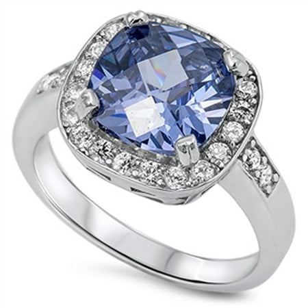 Blue Simulated Sapphire Retro Anniversary Ring New .925 Sterling Silver Band Size (Best New Blues Bands)