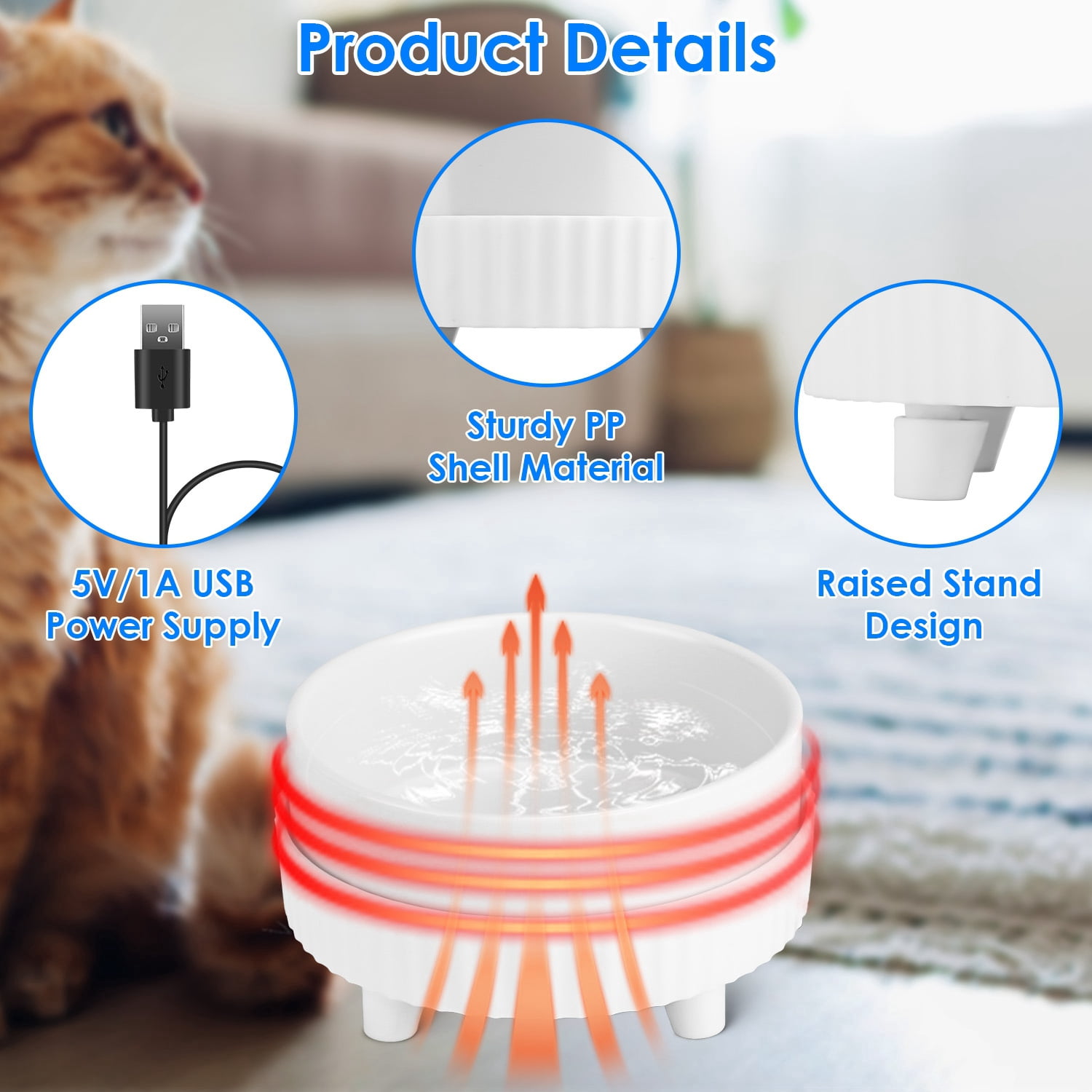 iMounTEK Pet Heated Water Bowl, Ceramic Heated, Thermal Bowl Provides Drinkable Water in Winter for Dogs, Cats, Rabbits, Chickens, Ducks [Single Bowl]