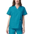 thumbnail image 3 of Adar Universal Unisex V-Neck 2 Pocket Scrub Top - 2600 - Teal Blue - 5X, 3 of 6