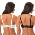 thumbnail image 2 of Curve Muse Semi-Sheer Balconette Underwire Lace Bra and Scalloped Hems (2 Pack)-BLACK,WHITE-48DD, 2 of 7