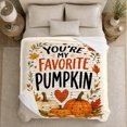 thumbnail image 5 of You're My Favorite Pumpkin Quote with Smiling Pumpkins Hearts Leaves and Bow, Sweet Autumn Style for Family Fans, Harvest Love Motif and Thanksgiving Gift, Cozy Flannel Blanket, Home Decor, 5 of 9
