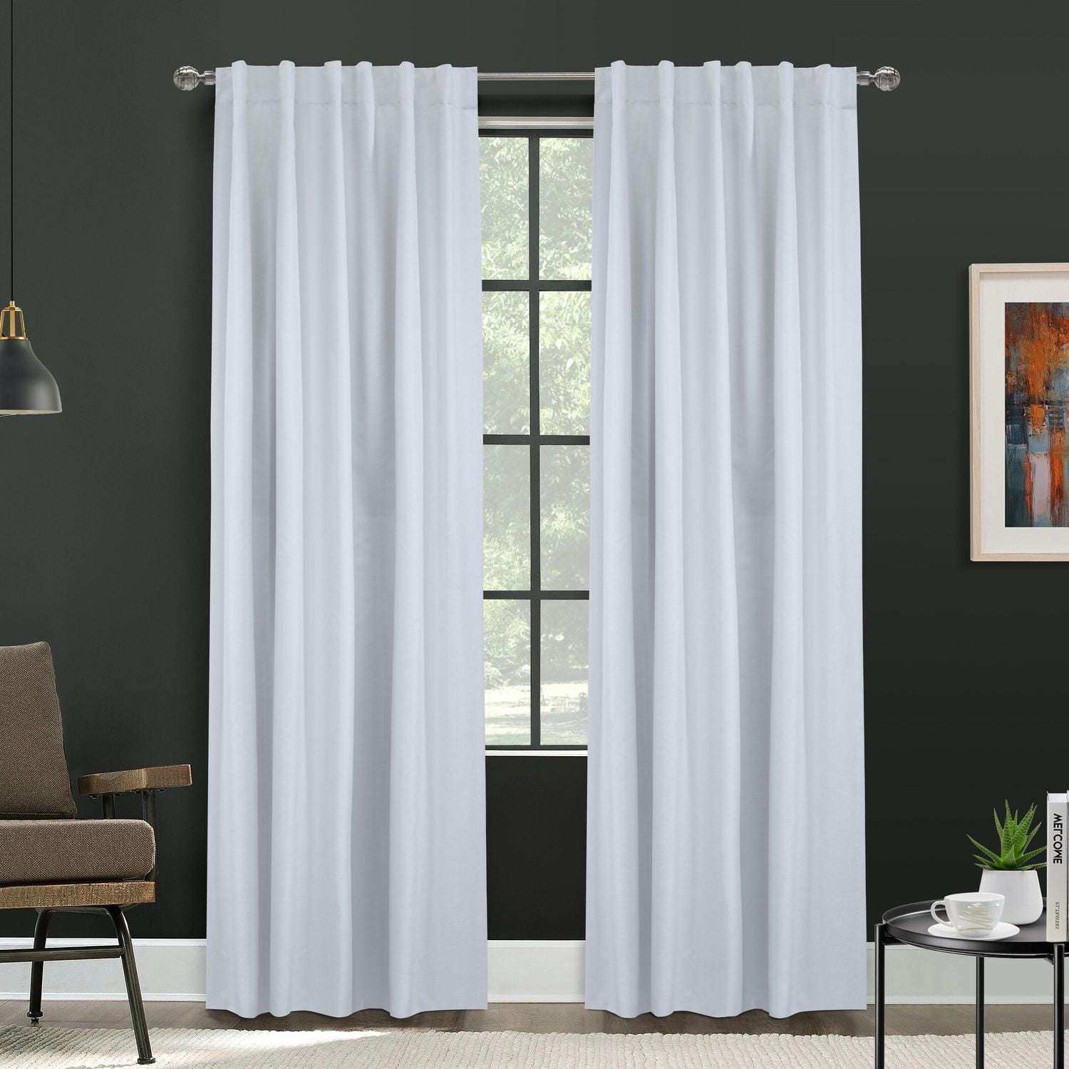 Baker 100% Blackout Back Tab Curtain Panel 52" x 95" in White