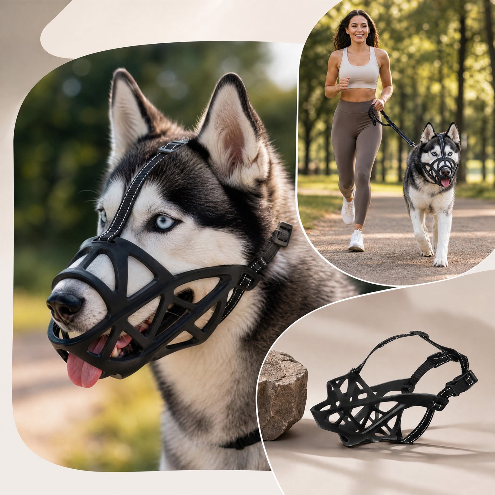 Dog Muzzle Breathable Basket and Soft Cage Black Dog Mouth Cover Anti-Biting Barking and Chewing for Small Medium Large Dogs