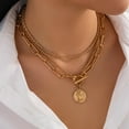 thumbnail image 5 of Gold Layered Necklaces for Women Chunky Silver Necklace Coin Paperclip Stacked Necklace Trendy Statement Jewelry, 5 of 15