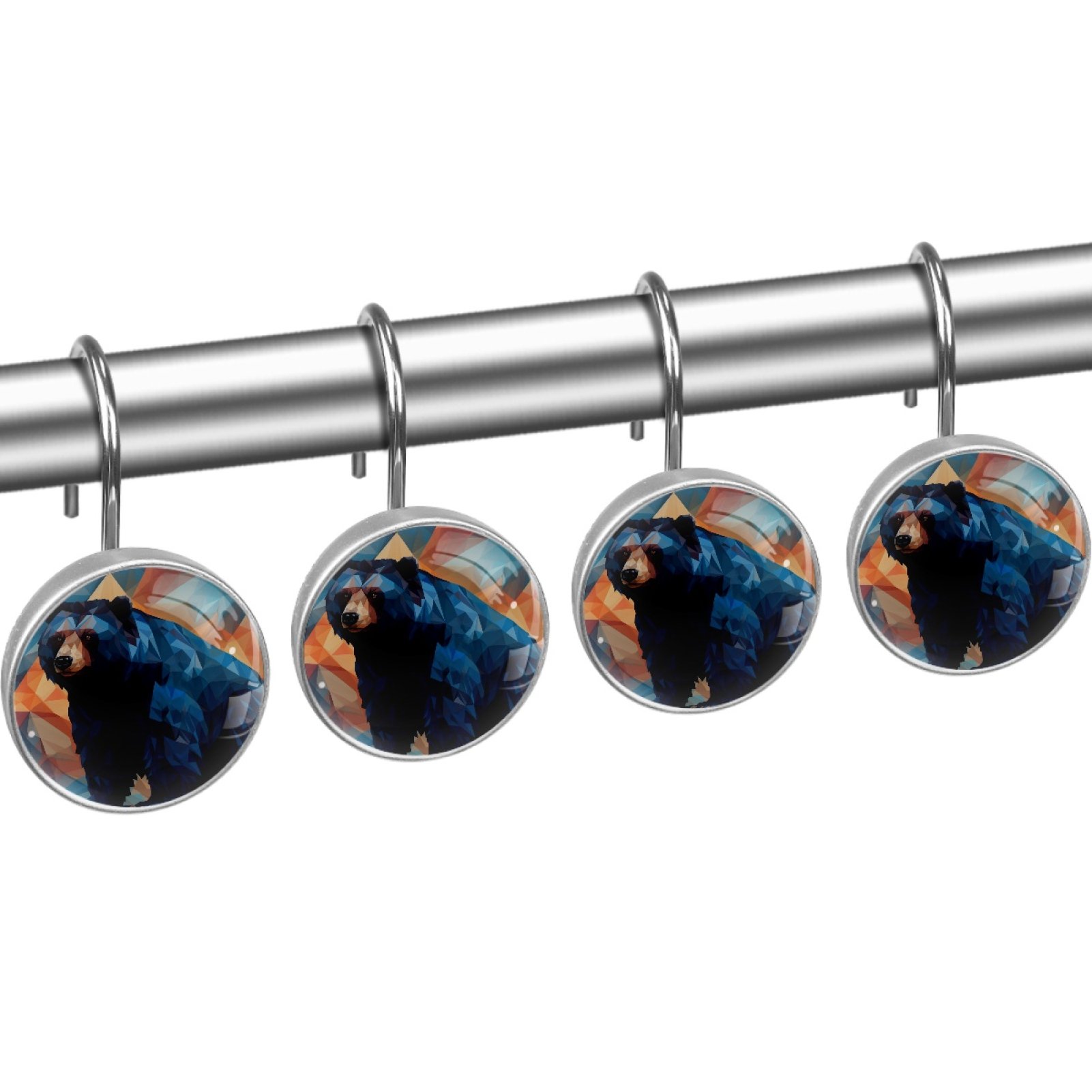 HemaKayy 12 Pcs Decorative Shower Curtain Hooks - Stainless Steel Rings for Bathroom Decor - Easy Glide & Secure Hold - Perfect Decoration for Bathroom Shower Rods - Animal Bear
